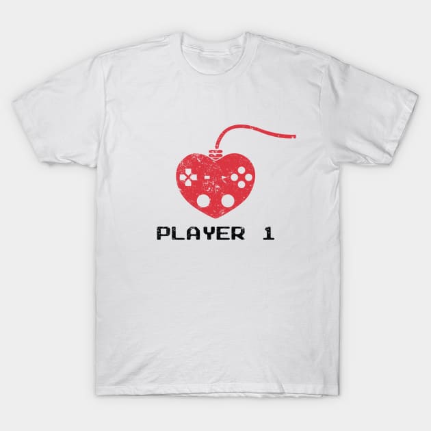 Video Gamer Heart Controller Player Valentines Couple TShirt T-Shirt by Freid